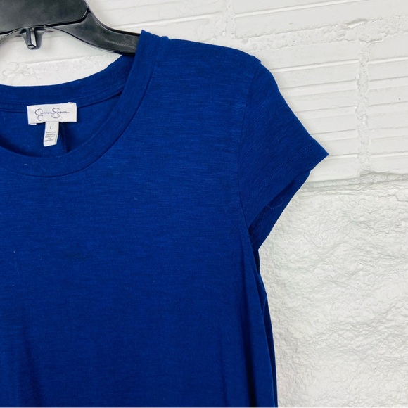 JESSICA SIMPSON navy Tee shirt plain mini slit dress size large - Picture 9 of 17